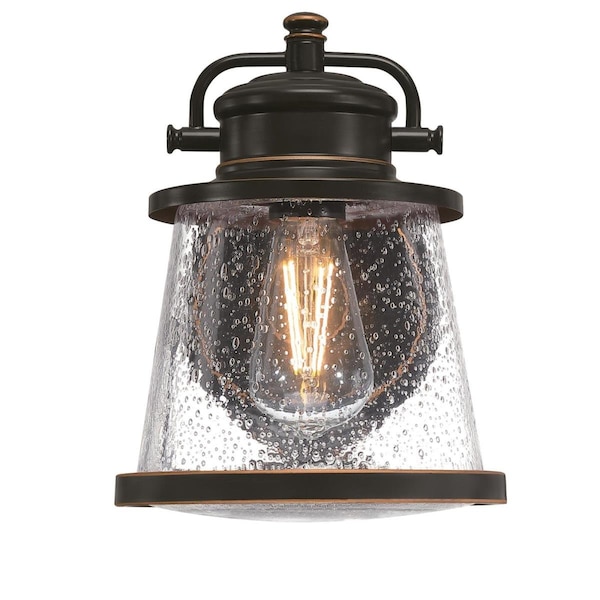 Westinghouse Fixture Wall Outdoor 60W Dusk to Dawn Emma Jane Amber Brnz Clear Seed Glass 6121500 - main